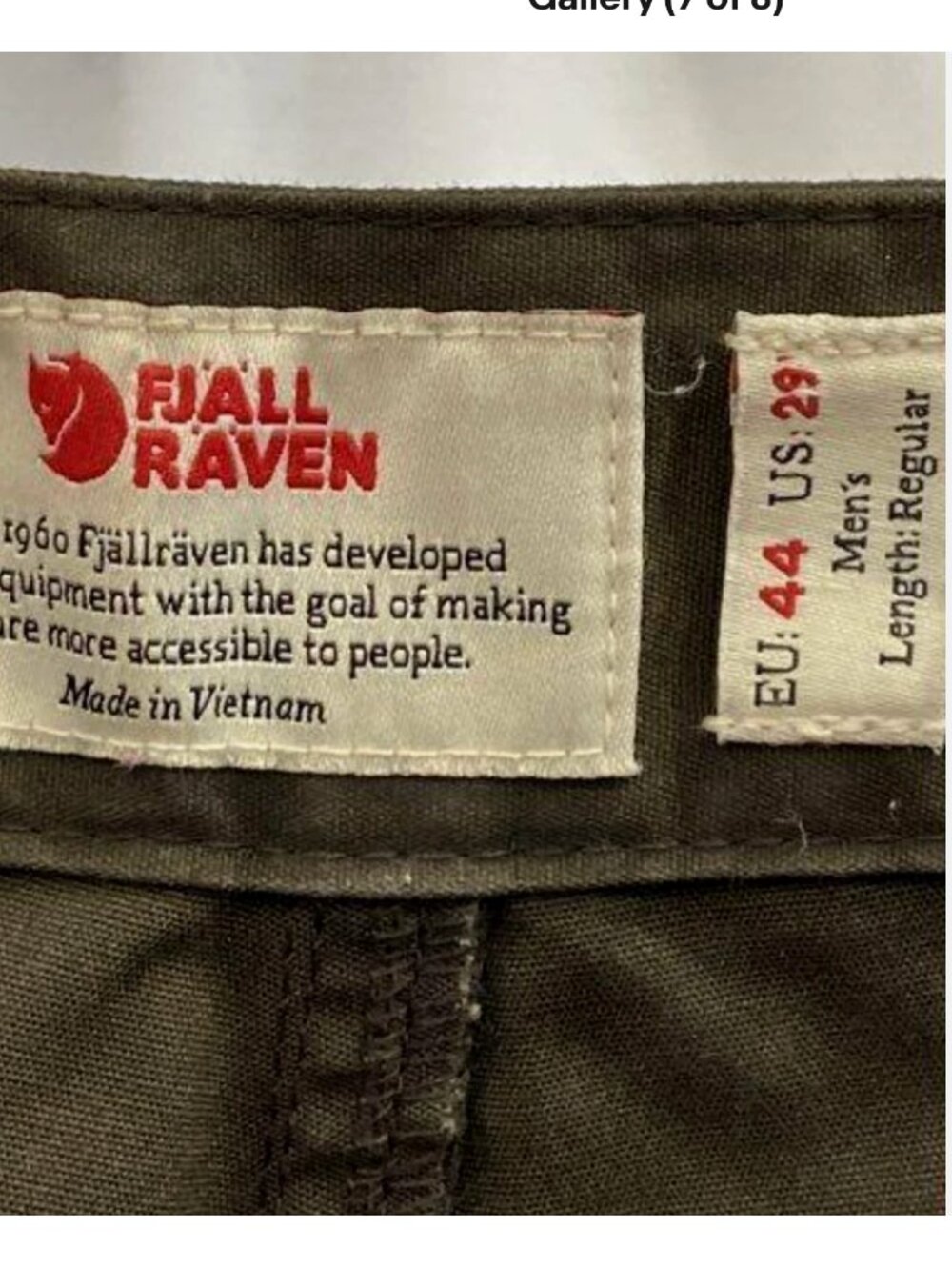 Fjallraven Vida Pro Trousers Pants Men's EU 44 US 29 Dark Olive Black 81760R - Picture 7 of 8